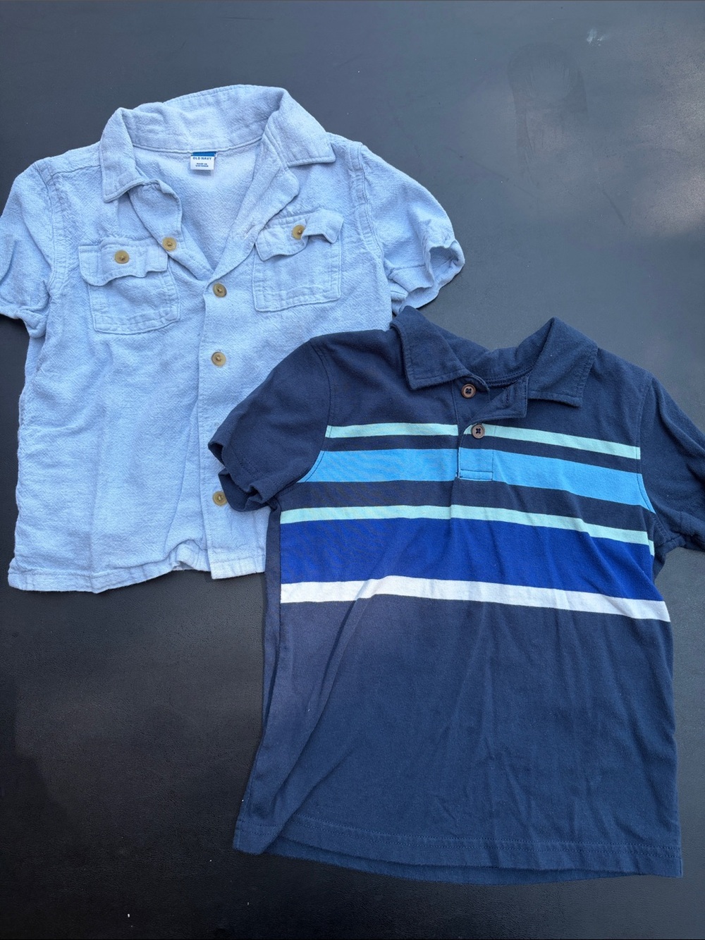 jumping beans Light Blue Button Shirt & Navy Striped Polo Set